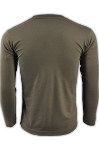 SKLST005 olive 128 long sleeved men' s T shirt 00101-LVC online ordering basic type typical classic whole cotton cotton 100% relatively good absorb sweat tee shirts good humidity absorbency long sleeved sporty breathable tees supplier long sleeved tshirt front view